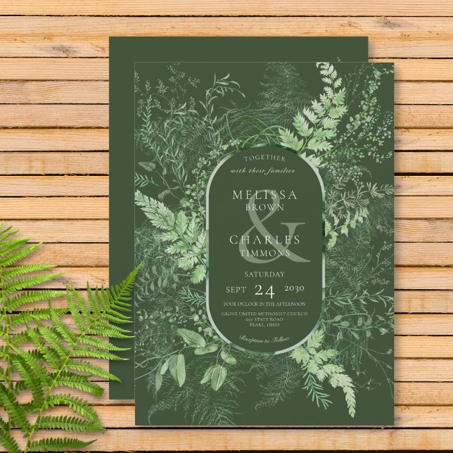 Invitation Feuillage vert d'émeraude rustique (Créateur téléchargé)