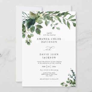 Invitation Feuillage vert Eucalyptus Elégant Mariage rustique