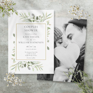 Invitation Feuillage vert Photo Couples Douche
