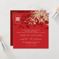 Feuille bambou double bonheur Mariage chinois
