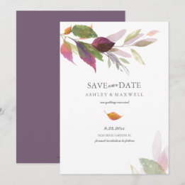 Invitation Feuille d'aquarelle Mariage d'automne Enregistrer 
