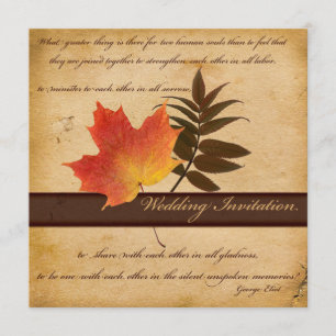 Invitation Feuille d'automne à l'invitation âgée de carré de