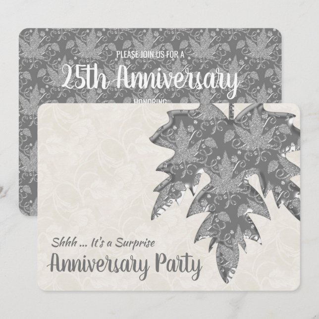Invitation Feuille d'automne de 25e anniversaire de mariage a (Devant / Derrière)
