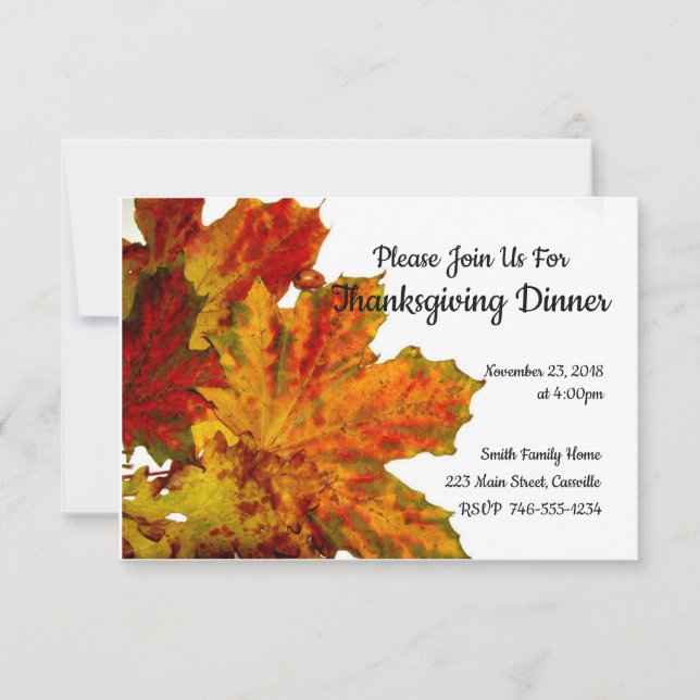 Invitation Feuille d'automne d'invitation de dîner de (Devant)