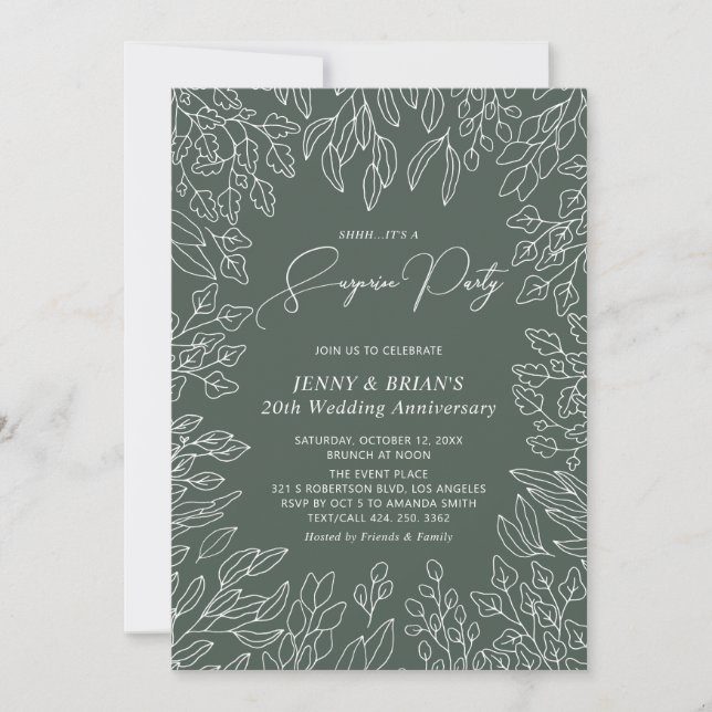 Invitation Feuille d'automne | Mariage moderne d'anniversaire (Devant)