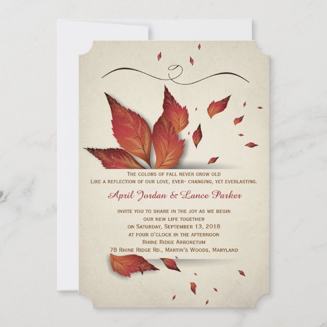 Invitation Feuille de chute (Devant)