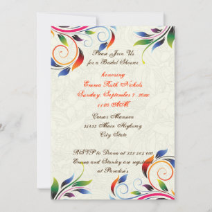 Invitation Feuille de défilement colorée ecru mariage douche