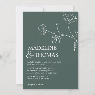 Invitation Feuille de fleurs verte Sage moderne Mariage photo