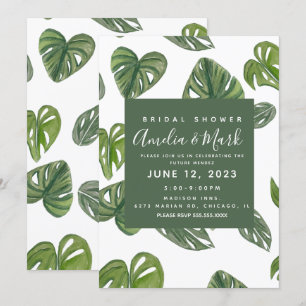 Invitation Feuille de Monstera Adansonii aquarelle manuelle p