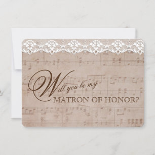 Invitation Feuille de musique romantique Dentelle Be my MATRO