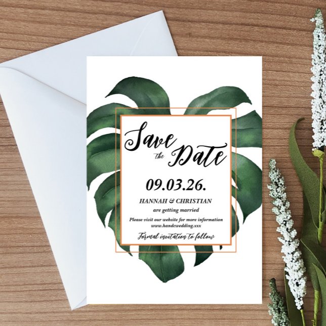 Invitation Feuille de palme tropicale Monstera Enregistrer la (Créateur téléchargé)