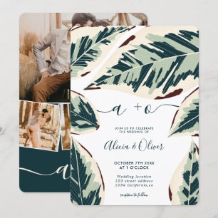 Invitation Feuille de verdure tropicale moderne 4 photos mari
