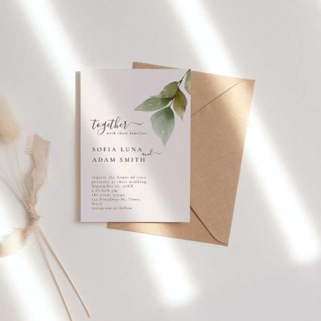 Invitation Feuille d'hiver Floral Mariage d'aquarelle (Créateur téléchargé)