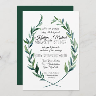 Invitation Feuille d'olive de courge de laurier Vert émeraude