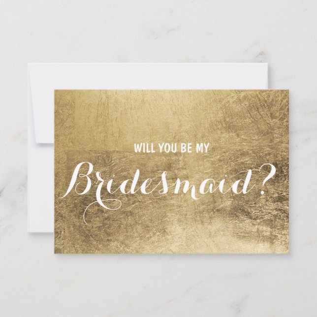 Invitation Feuille d'or de luxe de faux vous serez ma (Devant)