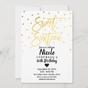 Invitation Feuille d'Or Glam Moderne Script Douze Seize
