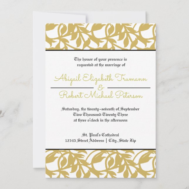 Invitation Feuille d'or moderne du milieu du siècle - 5x7Fair (Devant)