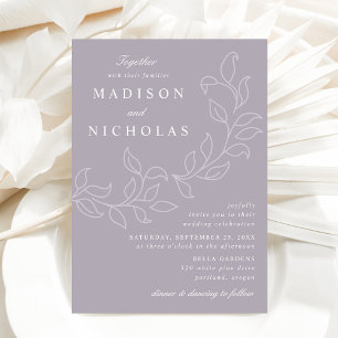 Invitation Feuille en cascade Dusty Purple Mariage