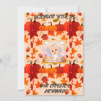 Invitation feuille et Baby shower citrouille en ch