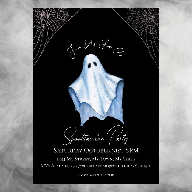 Invitation Feuille Fantôme Adulte Halloween Party gothique no (Créateur téléchargé)