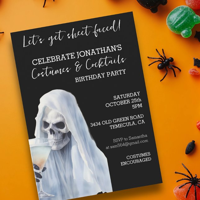 Invitation Feuille fantôme Costumes et cocktails face à face  (Créateur téléchargé)