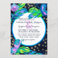 Feuille Mariage  d'aquarelle marine