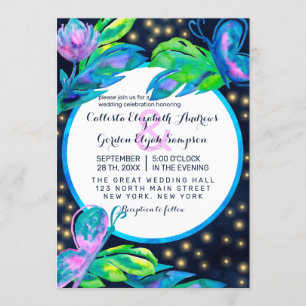 Invitation Feuille Mariage  d'aquarelle marine