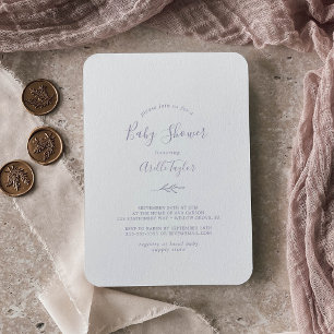 Invitation Feuille minimale Baby shower pourpre Dusty