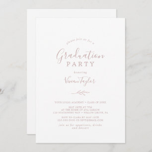 Invitation Feuille minimale   Blush Pink Graduation Party