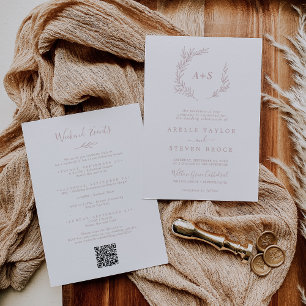 Invitation Feuille minimale Blush Pink Weend Events Mariage