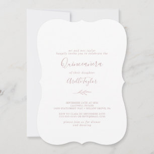 Invitation Feuille minimale   Quinceañera rose