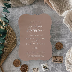 Invitation Feuille minimale   Réception de mariage neutre