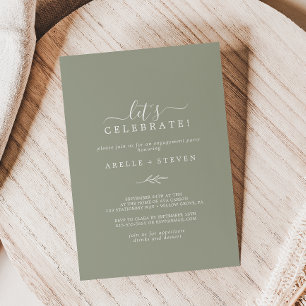 Invitation Feuille minimale   Sage Green Célébrons