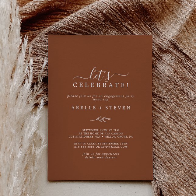 Invitation Feuille minimale | Terracotta Célébrons (Créateur téléchargé)