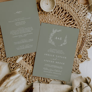 Invitation Feuille minimale Vert sauge clair Tout en un mar