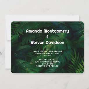 Invitation Feuille Motif Mariage vert foncé
