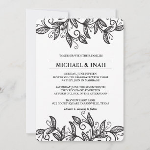 Invitation feuille tourbillon de gribouillis