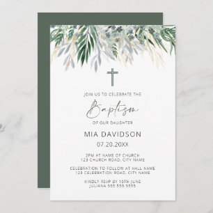 Invitation Feuille vert et or 