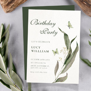 Invitation Feuille verte Esthétique élégante anniversaire