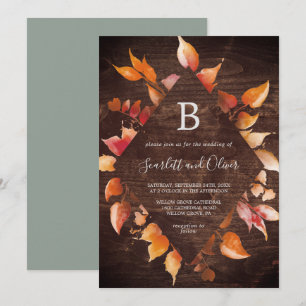 Invitation Feuilles automnales   Rustique Brown Mariage diama