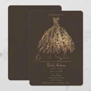 Invitation Feuilles Botaniques Marron Bronze Robe de Shower d