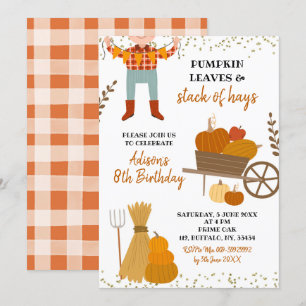 Invitation Feuilles citrouilles et piles de Hay Birthday Invi