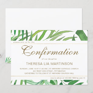 Invitation Feuilles d'aquarelle avec confirmation croisée
