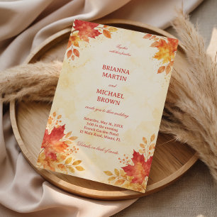 Invitation Feuilles d'automne à l'aquarelle Chaude