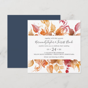 Invitation Feuilles d'automne Blanc et Bourgogne Décontracté 