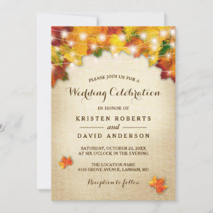 Invitation Feuilles d'automne Burlap String Mariage de automn