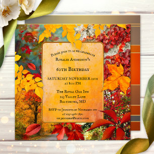 Invitation Feuilles d'automne colorées Anniversaire ou retrai