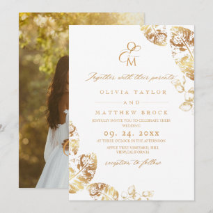 Invitation Feuilles d'automne de Boho Mariage botanique