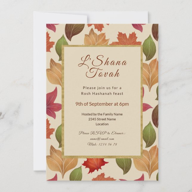 Invitation Feuilles d'automne de la fête du Nouvel An Shana T (Devant)