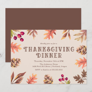 Invitation Feuilles d'automne Dîner d'action de grâce Invit